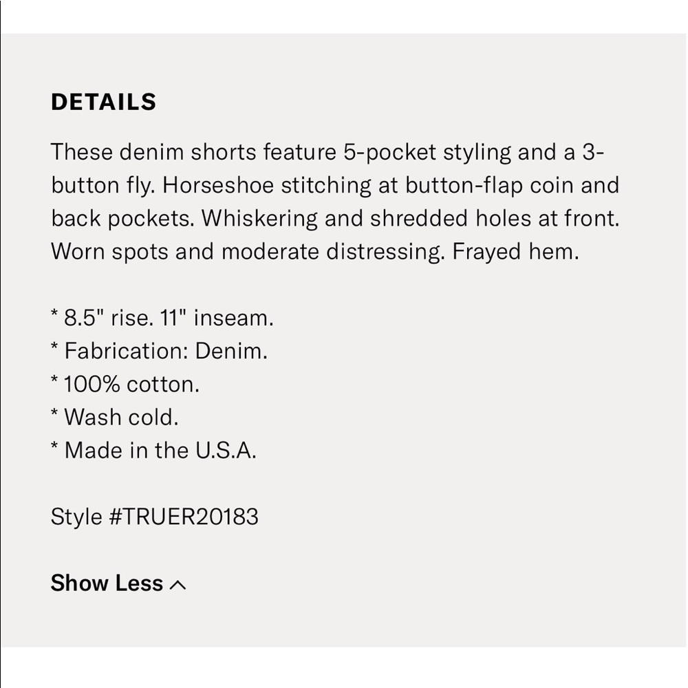 True Religion Riley Shorts Distressing, Fry hem - Picture 4 of 8